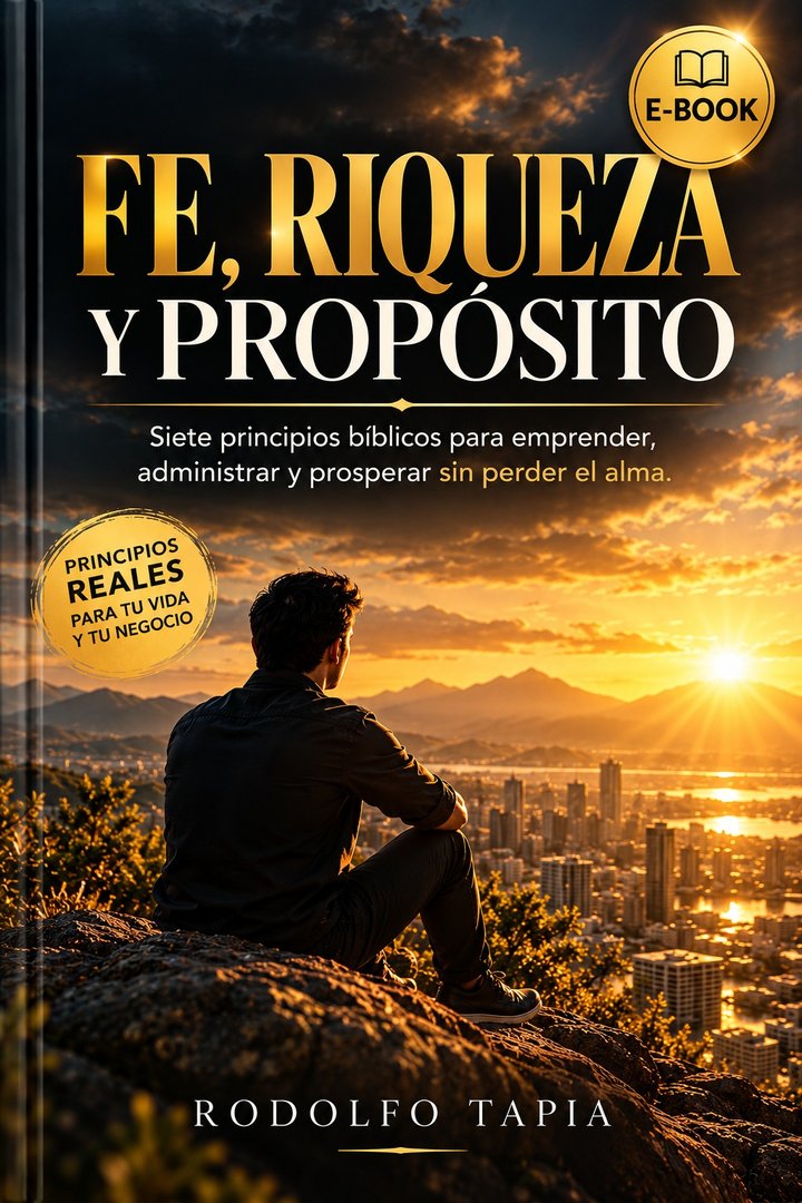 Portada del e-book Fe, riqueza y propósito, de Rodolfo Tapia